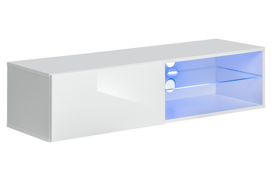 TV тумба зі скляною полицею Switch 120 / 27 WW SW RTV 4;корпус - білий мат, фронт - білий глянець;120x30x40; Switch 120 фото
